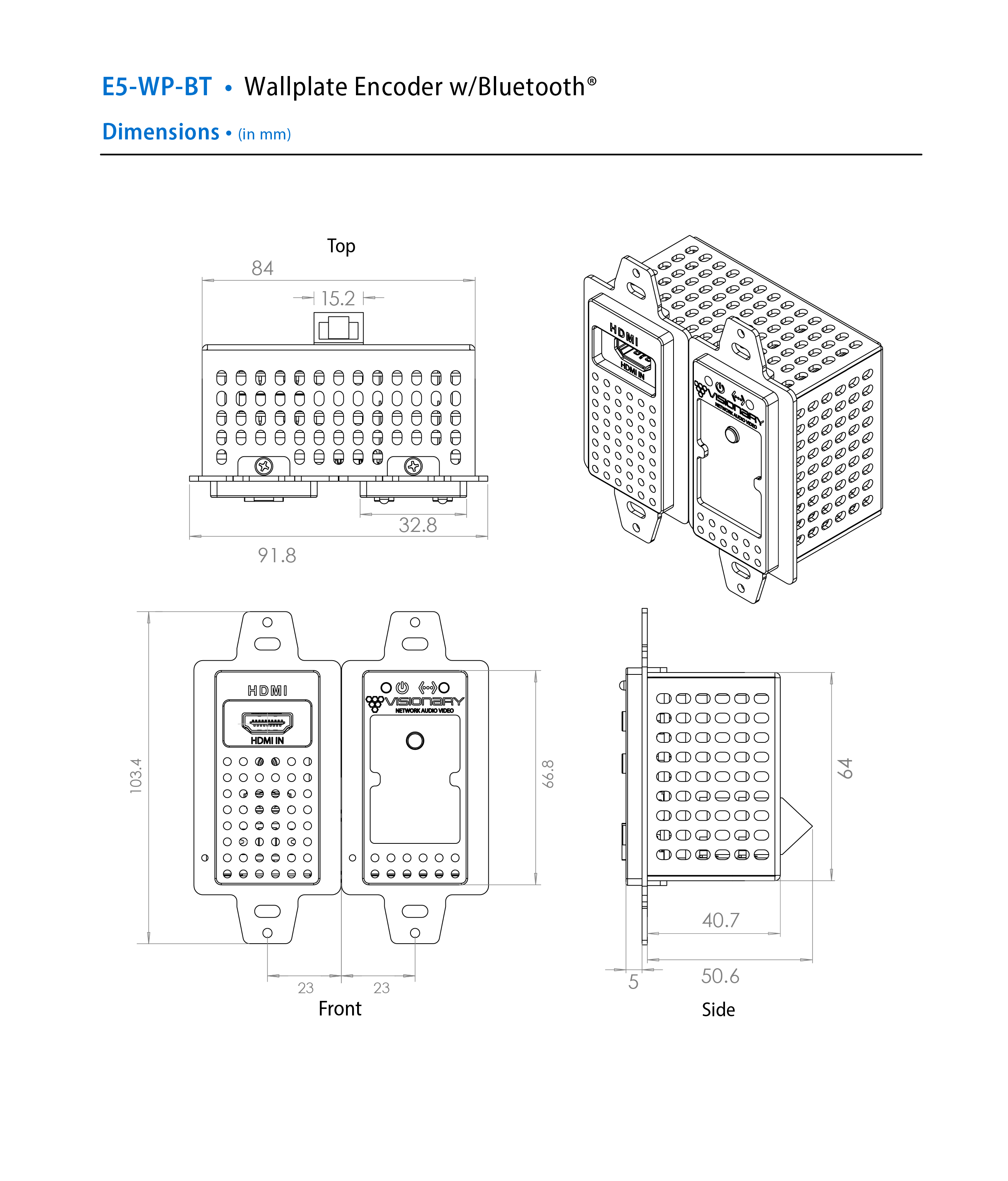 E5-WP-BT Dimensions
